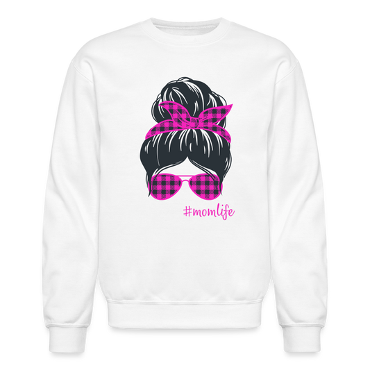 #MomLife - Pink - Crewneck Sweatshirt - white