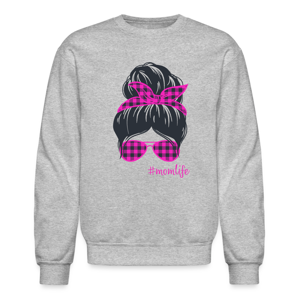 #MomLife - Pink - Crewneck Sweatshirt - heather gray