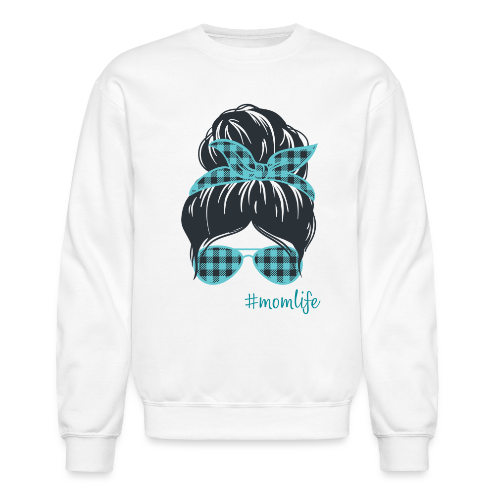 #MomLife - Teal/Aqua - Crewneck Sweatshirt - white