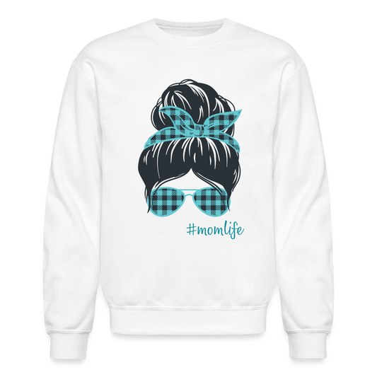 #MomLife - Teal/Aqua - Crewneck Sweatshirt - white