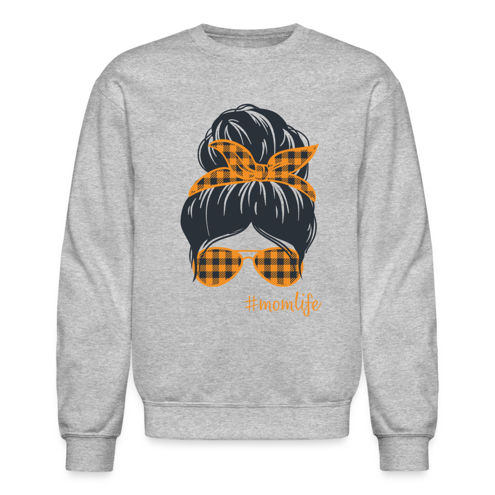 #MomLife - Orange - Crewneck Sweatshirt - heather gray